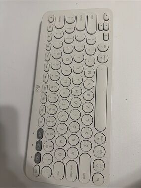 White Bluetooth Compact Keyboard — Round-Key Wireless Design
